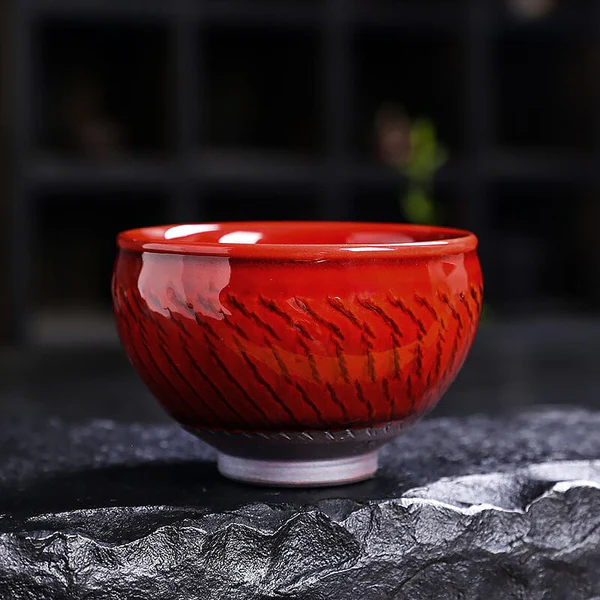 Bemy Crimson Vampire Tenmoku Tea Cups