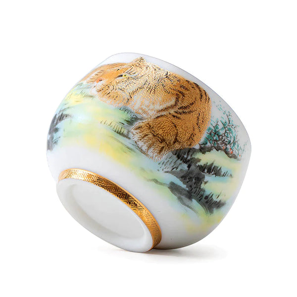 Bemy The Tiger Fully Gilded Tea Cups